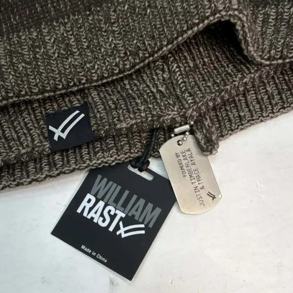 William Rast Brown/Gray Acrylic Knit Geometric Logo Cowl Snood Scarf